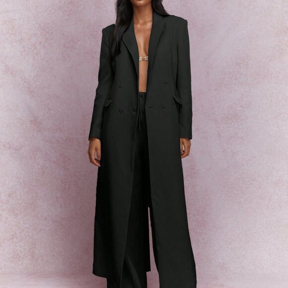 Black Elegant Women's Full Length Blazer